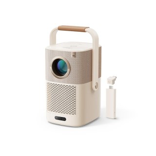Projektor multimedialny bezprzewodowy FullHD 1080p LCD z głośnikami JBL WiFi BT T2 Plus - beżowy